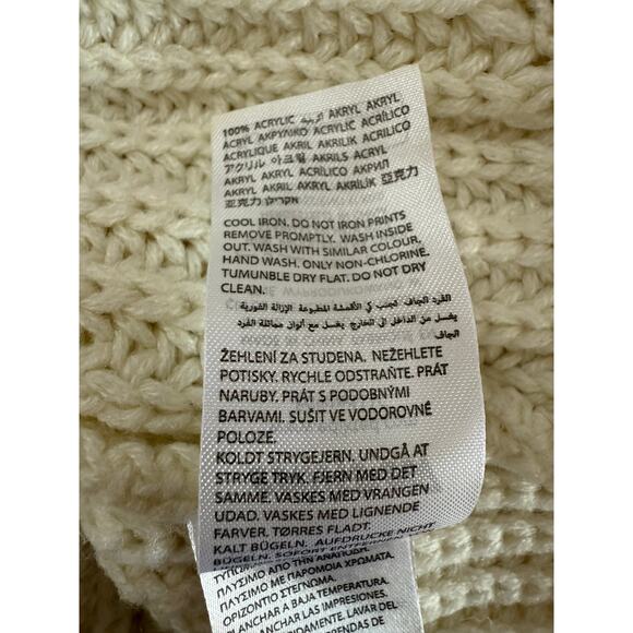 Edikted Ivory Open Knit Long Sleeve Moc Neck Cropped Chunky Sweater Top Size M - Picture 7 of 8